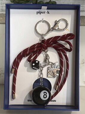 NWOT piper•k Feeling Lucky Keychain with 8-Ball & Cards